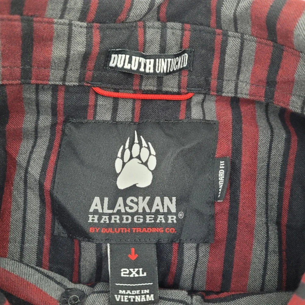 Duluth Trading Alaskan Hardgear Boars Nest Flannel Shirt Mens 2XL Red Gray 53800
